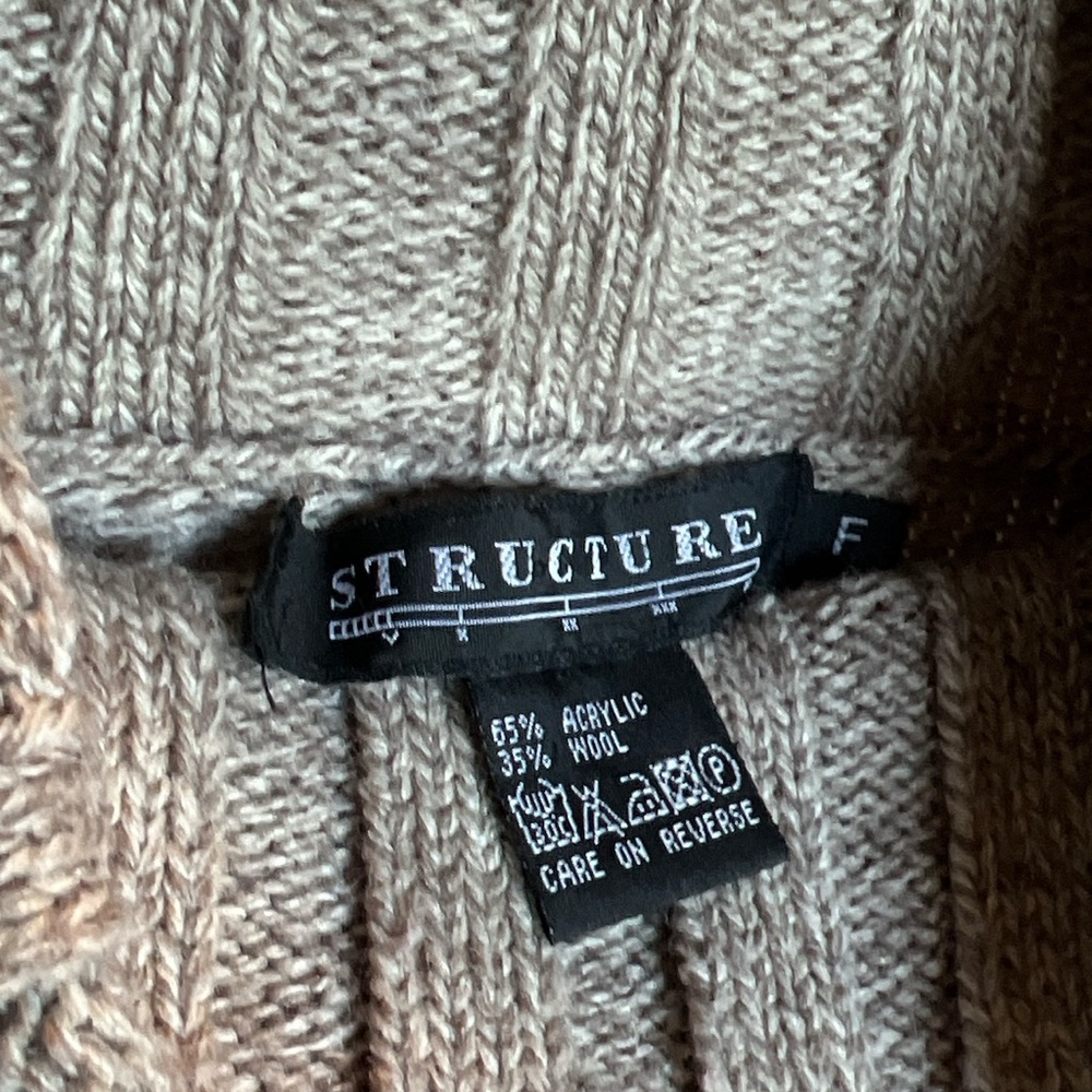 Structure Euc Tan Wool Blend Cable Knit Turtlenec… - image 2